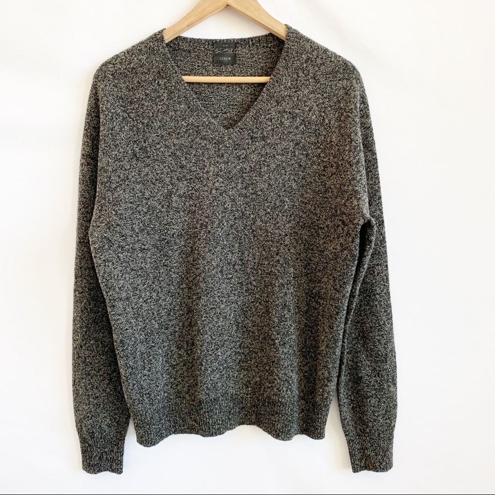 J.CREW Slim wool V-neck sweater Gray Knit Size M.